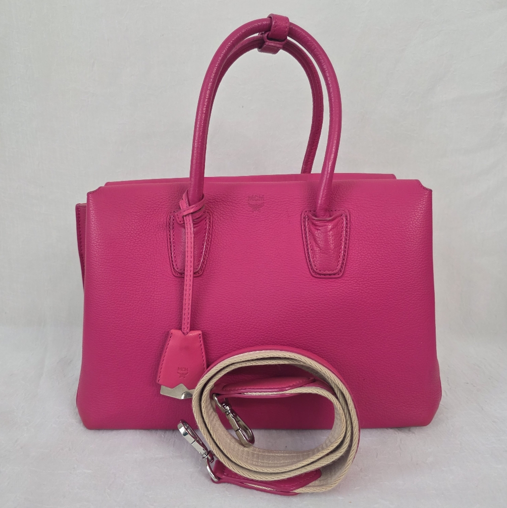 Auth Mcm Milan Pink Tote Bag